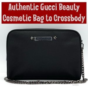 🆕 Gucci Beauty Cosmetic Case to Crossbody Bag Purse, Black, New Handbag